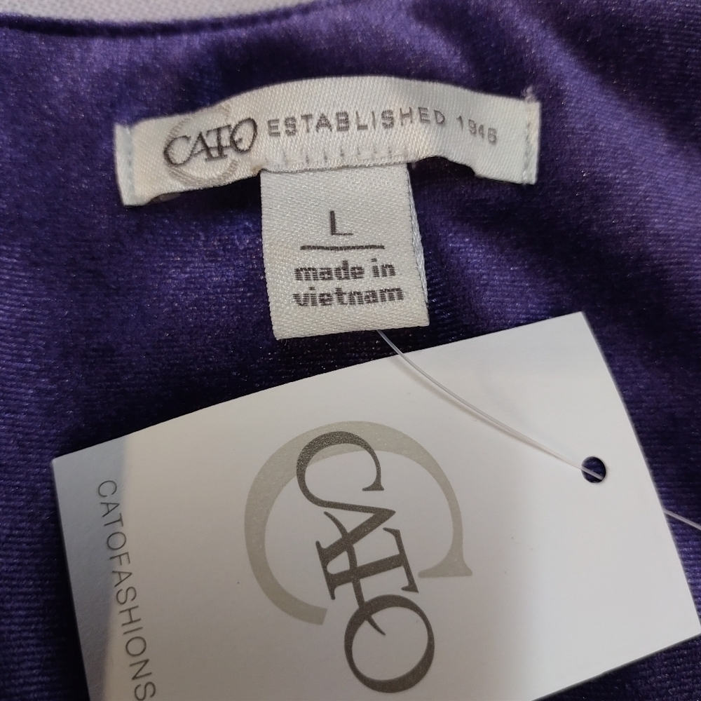 CATO Women's Purple Velvet V-Neck Ruffled Wrap Dress Size Large NWT - Picture 10 of 11